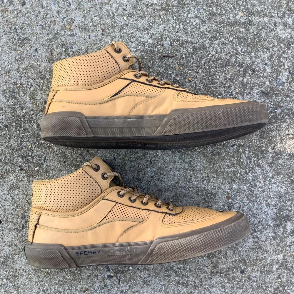 Speedy Top-Sider Rare Soletide 2-Eye Mid Mens Wheat Sneakers‎ STS24693 Size 10.5